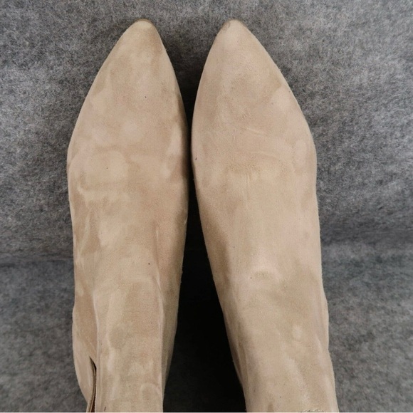 Steve Madden Shoes Womens 9 Bootie Thrived Leather Pointy Toe Block Heel Zip Tan - Picture 4 of 11